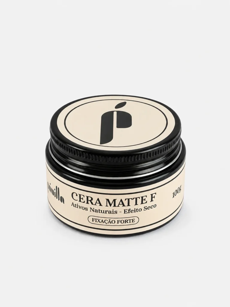 Cera Matte F Pávilla 100g, pote preto com rótulo creme